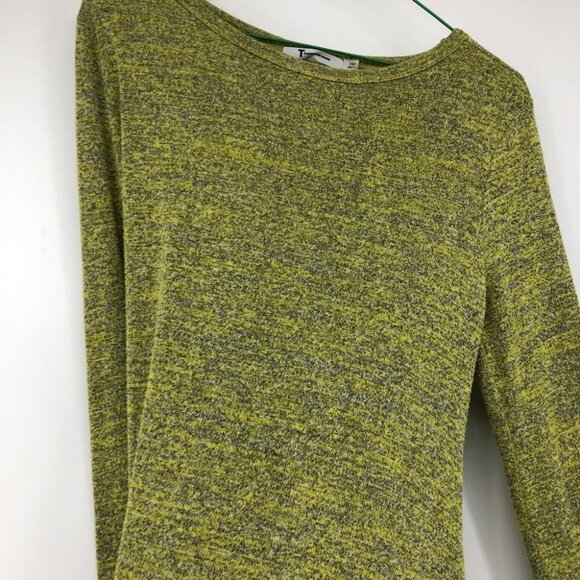 T By Alexander Wang marled yellow LS bodycon mini dress  drape twist back - Picture 13 of 16